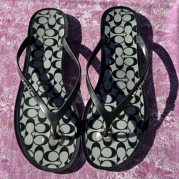 Coach Black Flip Flops, women’s size 9B - Picture 2 of 7